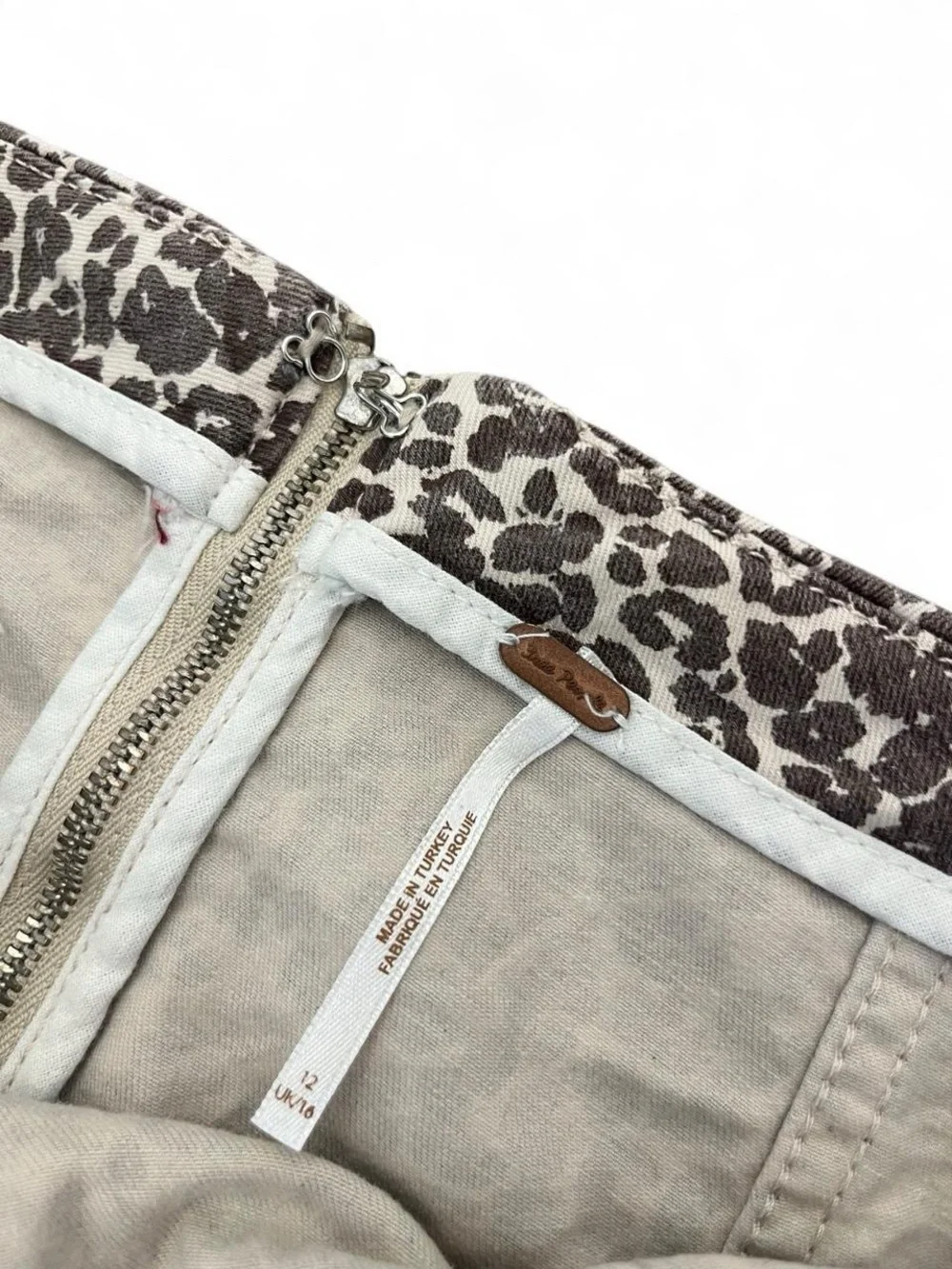 Free People Leopard Print Mini Skirt Brown Cream